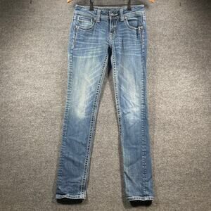 Miss Me Skinny Jeans Women's 27 JP5045S9 Blue Denim Stretch Studded Crosses